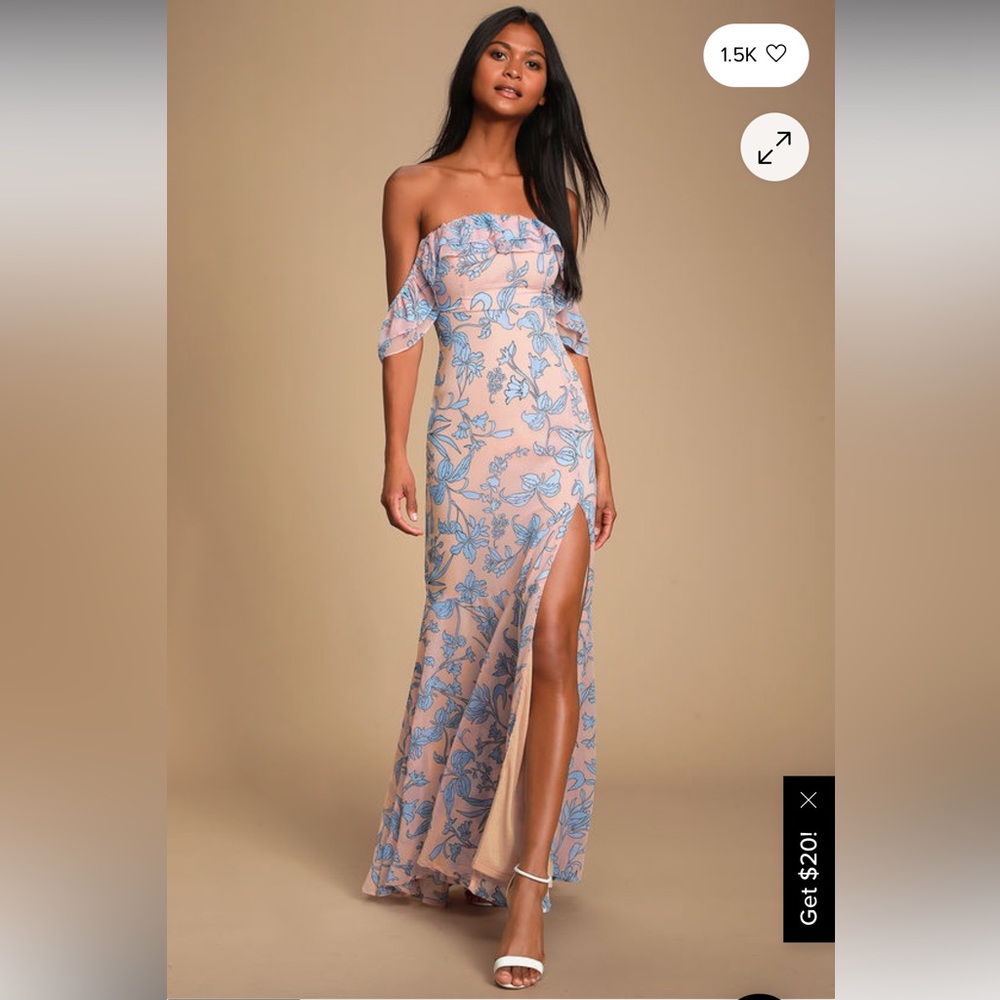 Lulu's Pink and Blue Floral Dress